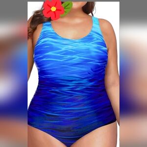 Blue Gradient Women's Swimsuit 24W Pool Beach Good Coverage